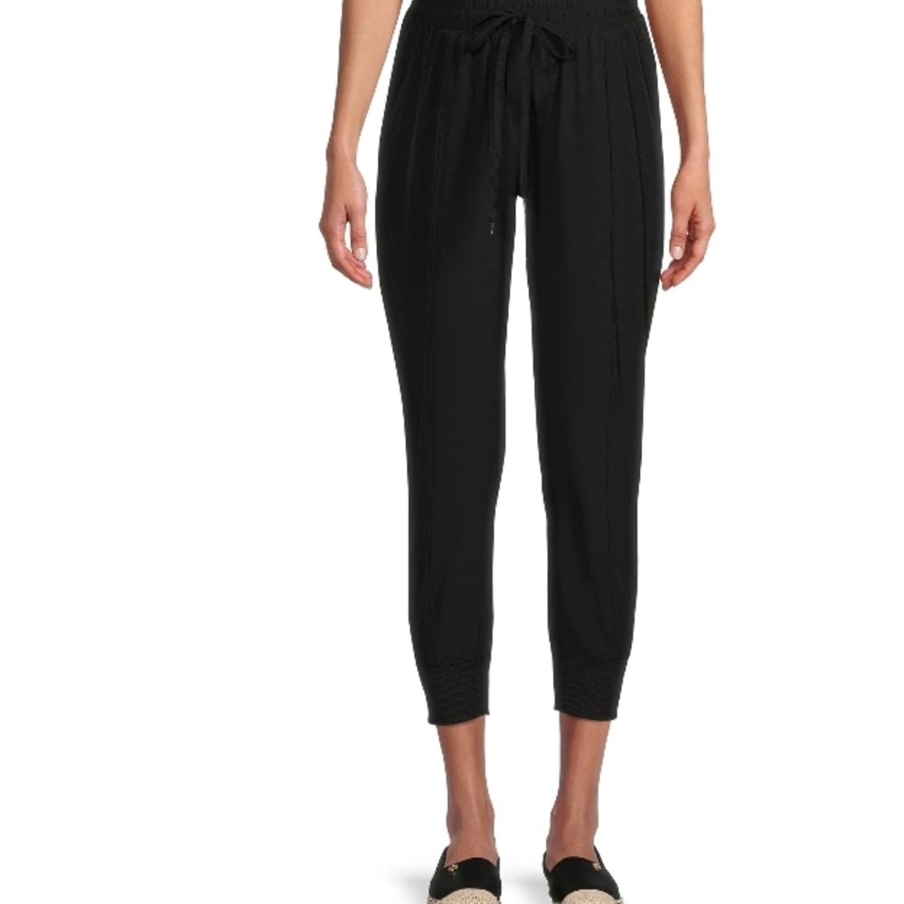 Time And Tru Women's Maternity Black Drawstring Elastic Waist Pants Jogger
